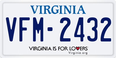 VA license plate VFM2432