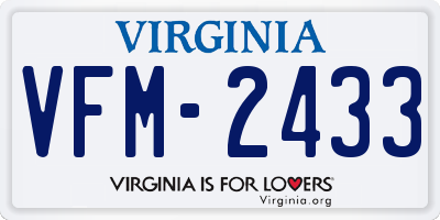 VA license plate VFM2433