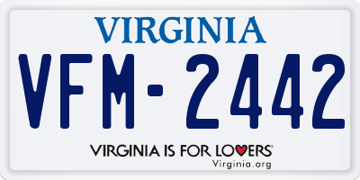 VA license plate VFM2442