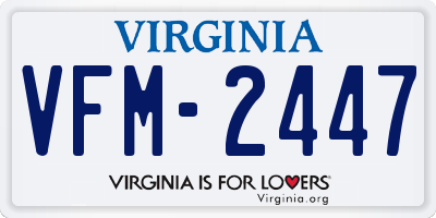 VA license plate VFM2447