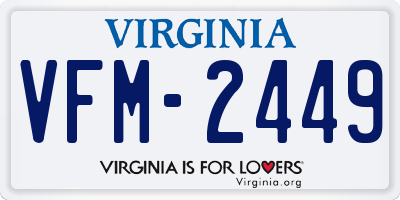 VA license plate VFM2449