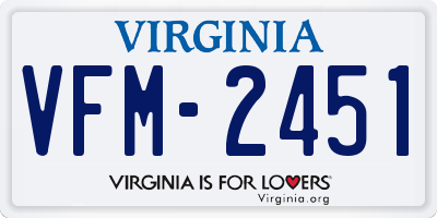 VA license plate VFM2451