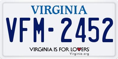 VA license plate VFM2452