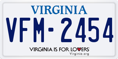 VA license plate VFM2454