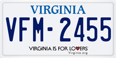 VA license plate VFM2455