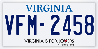 VA license plate VFM2458