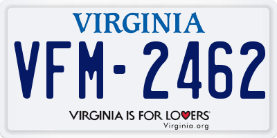 VA license plate VFM2462