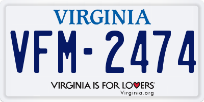 VA license plate VFM2474