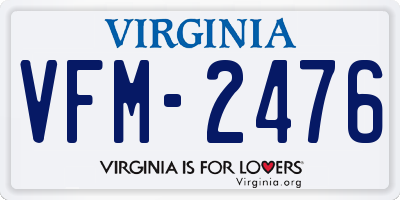 VA license plate VFM2476