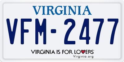 VA license plate VFM2477