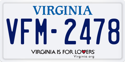 VA license plate VFM2478