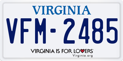 VA license plate VFM2485