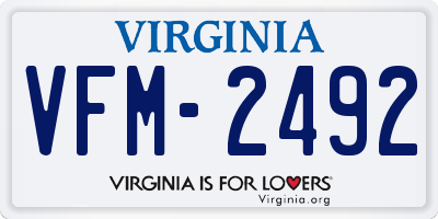 VA license plate VFM2492