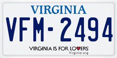 VA license plate VFM2494