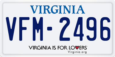 VA license plate VFM2496