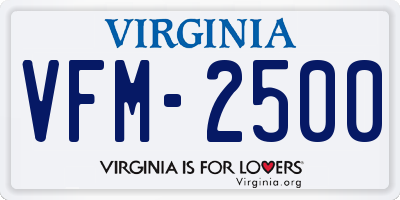 VA license plate VFM2500