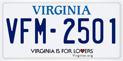 VA license plate VFM2501
