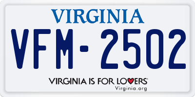 VA license plate VFM2502
