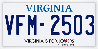 VA license plate VFM2503