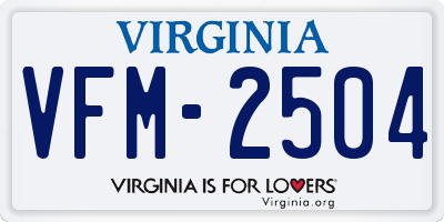 VA license plate VFM2504