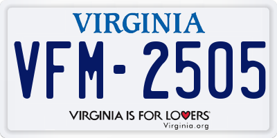 VA license plate VFM2505