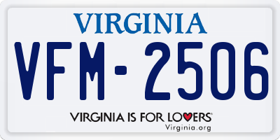 VA license plate VFM2506