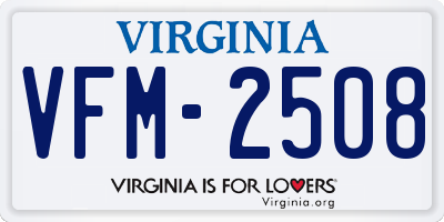 VA license plate VFM2508
