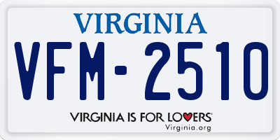 VA license plate VFM2510