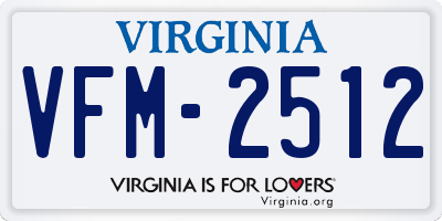 VA license plate VFM2512