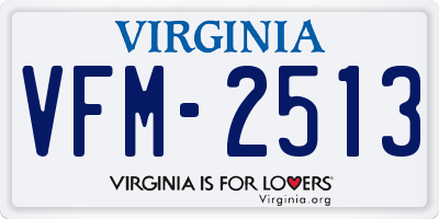 VA license plate VFM2513