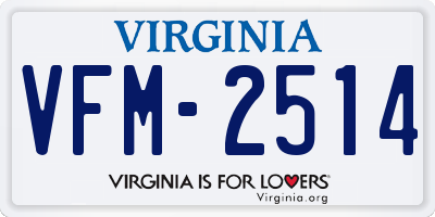VA license plate VFM2514