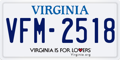 VA license plate VFM2518