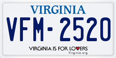VA license plate VFM2520