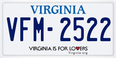 VA license plate VFM2522