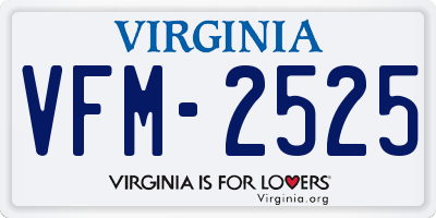 VA license plate VFM2525