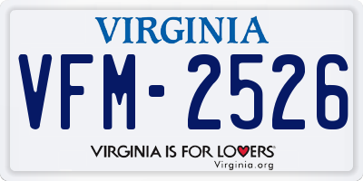 VA license plate VFM2526