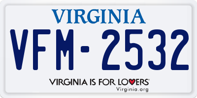 VA license plate VFM2532