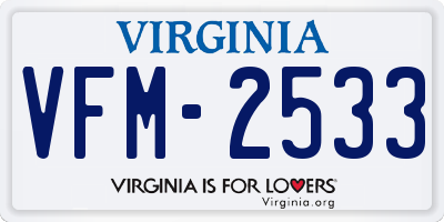 VA license plate VFM2533
