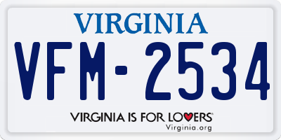 VA license plate VFM2534