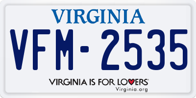 VA license plate VFM2535