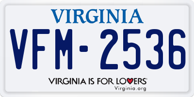 VA license plate VFM2536