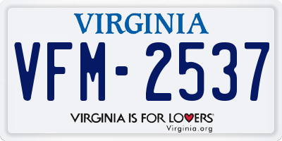 VA license plate VFM2537