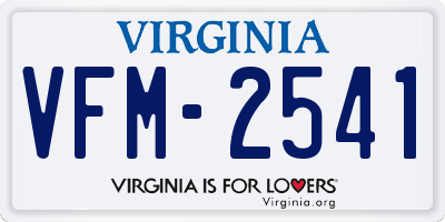 VA license plate VFM2541