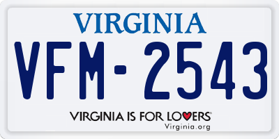 VA license plate VFM2543