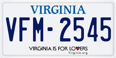 VA license plate VFM2545