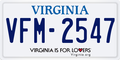 VA license plate VFM2547
