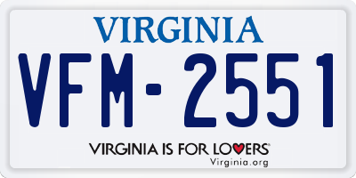 VA license plate VFM2551