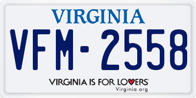 VA license plate VFM2558