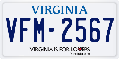 VA license plate VFM2567