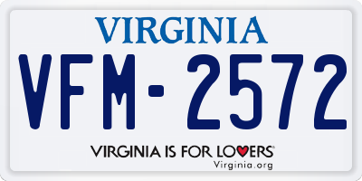 VA license plate VFM2572